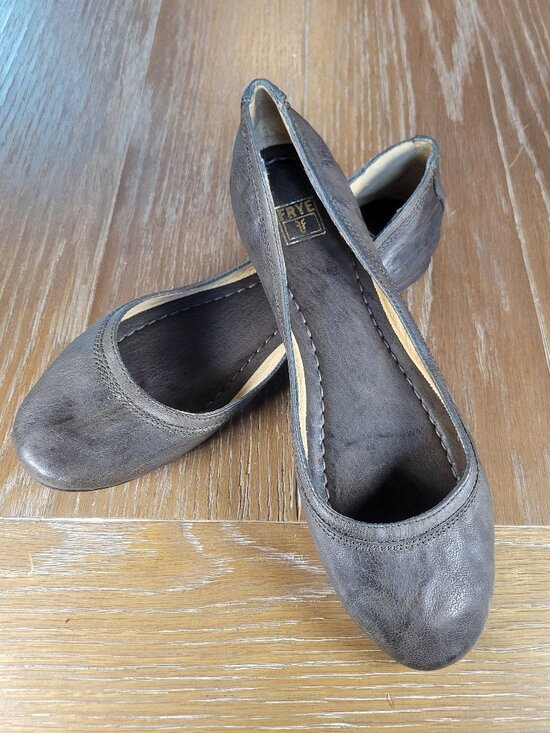 Frye Shoes - Frye Charcoal Gray Leather Ballet Flats Women's 8.5 B Round Toe Slip On